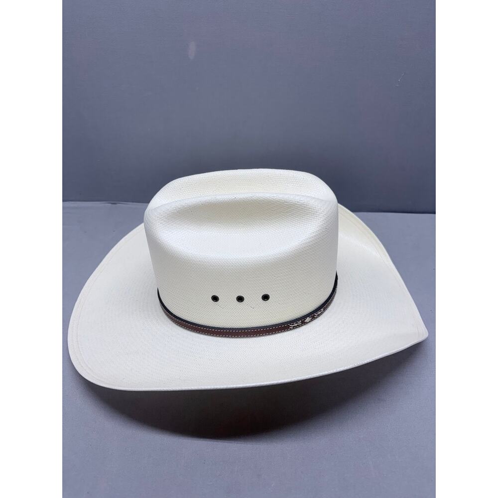 Resistol George Strait 10X Shantung Panama Straw Cowboy Hat 7 1/2 With Box - Picture 5 of 11
